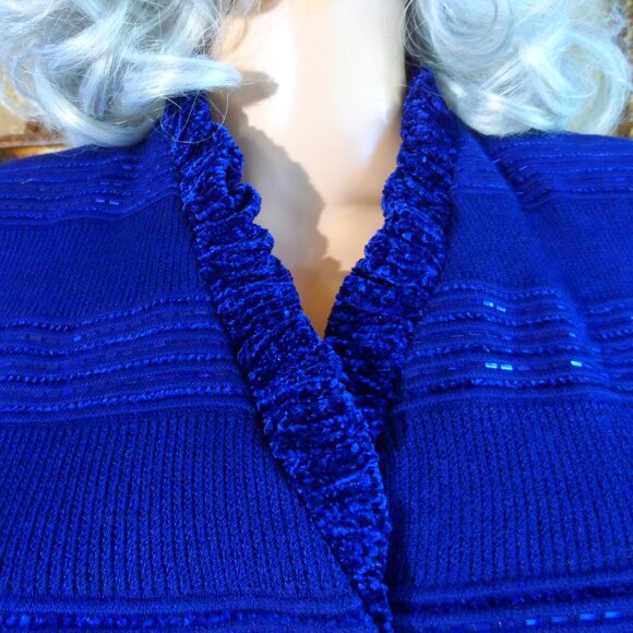 New St. John Evening Royal Blue Knit Skrt Suit w/Pailettes Embellishment Size 2 - Picture 11 of 16